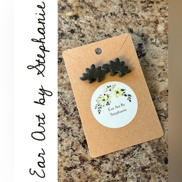 Ear Art by Stephanie Jewelry - 3/$20 Hand Crafted Ear Art by Stephanie Black Dinosaur Earrings